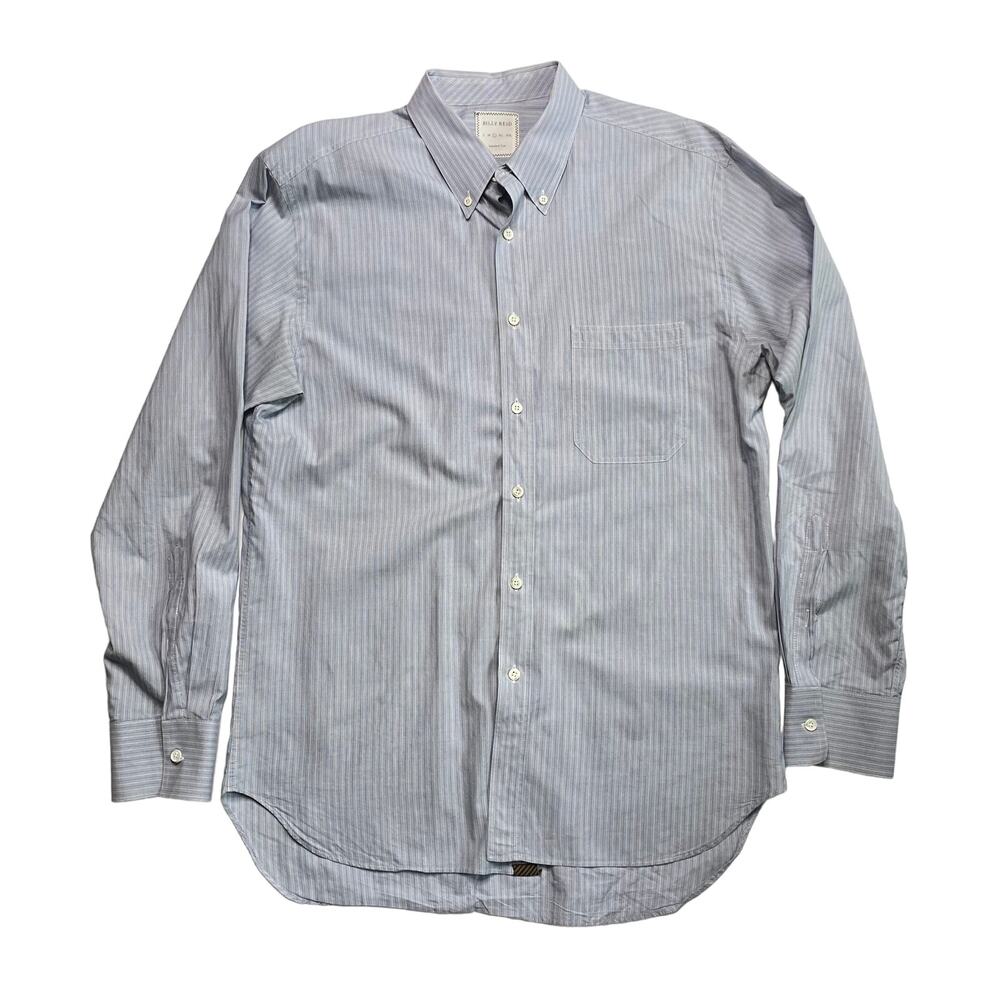 Billy Reid Button-up Long Sleeve Shirt Striped Standard Cut Blue Men's Large‎
